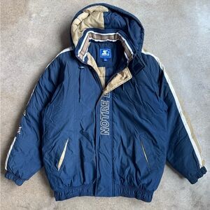 Vintage Starter Notre Dame Zip-Up Puffer Jacket